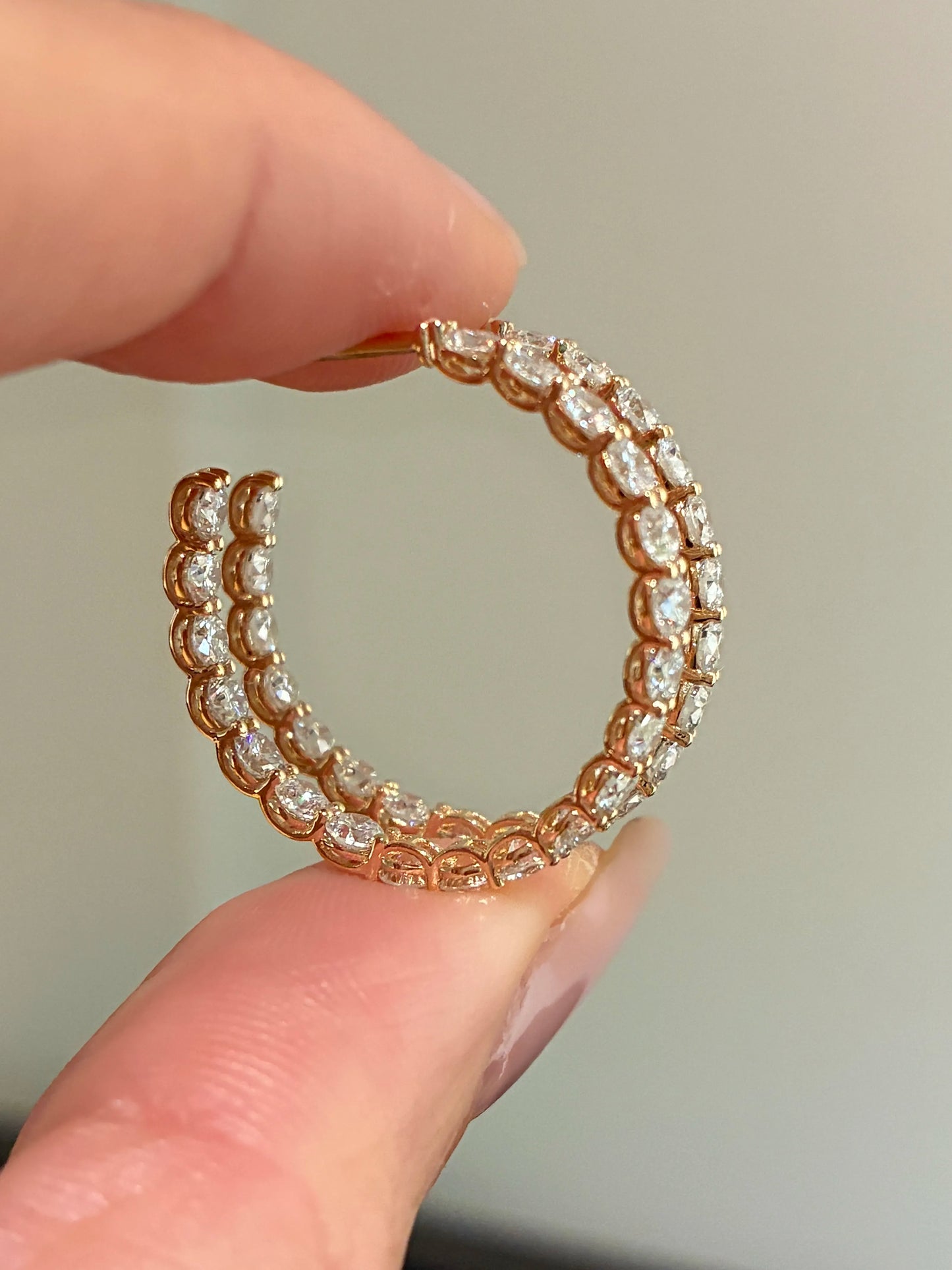 ダブルライン フープピアス(ペア合計約2.0ct)
