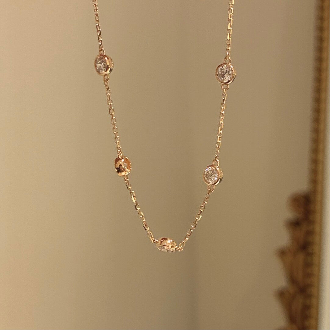 バブルベゼル ファイブストーン ダイヤモンドブレスレット(合計約0.5ct)