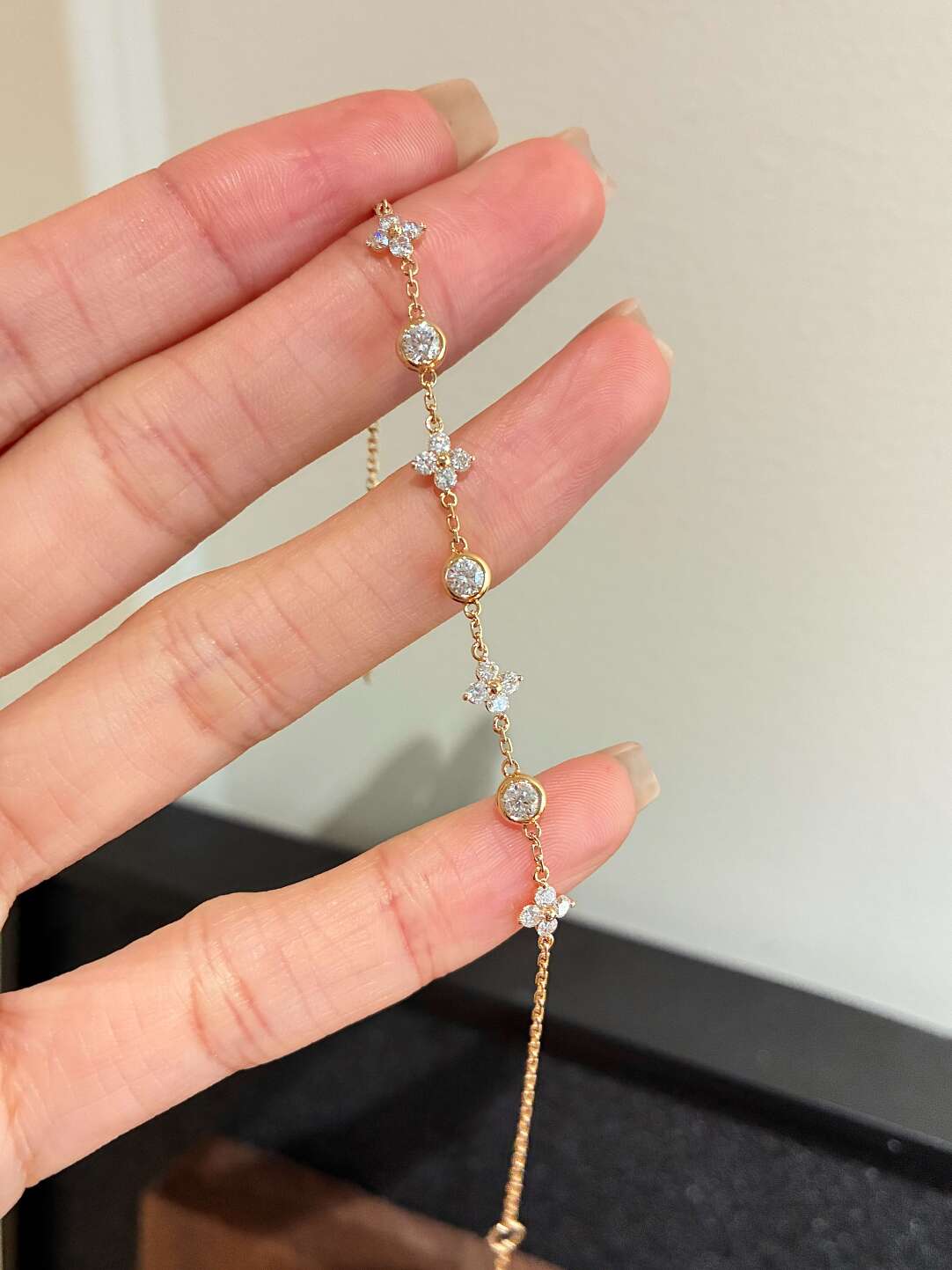 クローバー バブルモチーフ ダイヤモンドブレスレット(合計約0.7ct)