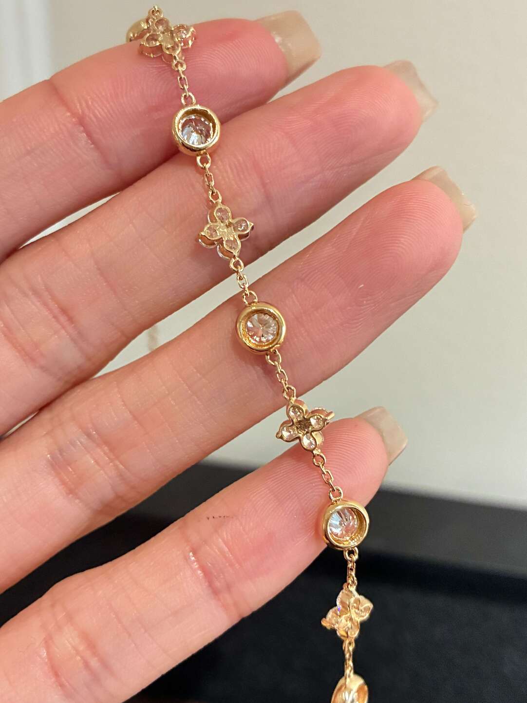 クローバー バブルモチーフ テンストーン ダイヤモンドブレスレット(合計約2ct)