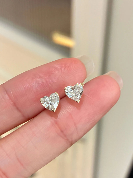 ハートシェイプ ソリティア スタッドピアス（ペア合計約1.0ct）