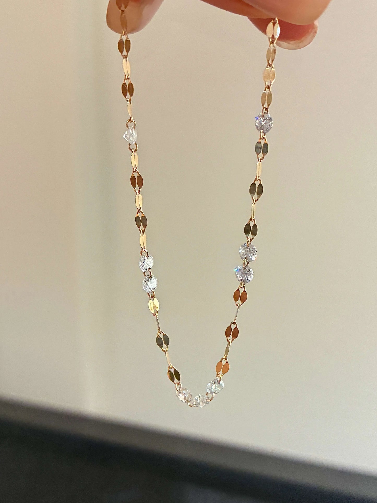 リップチェーン ステーション ダイヤモンドブレスレット（合計約0.75ct）