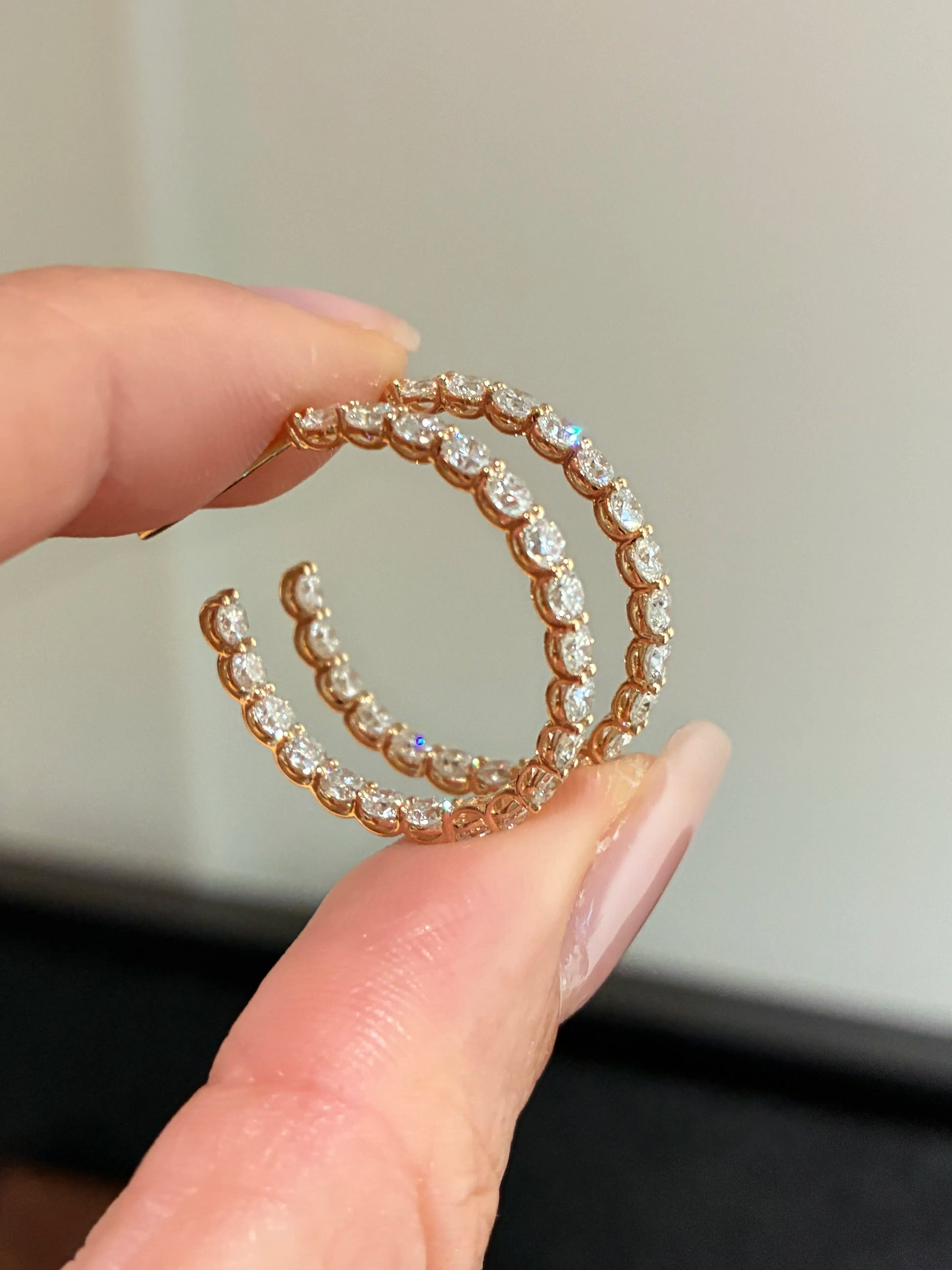 ダブルライン フープピアス（ペア合計約2.0ct）