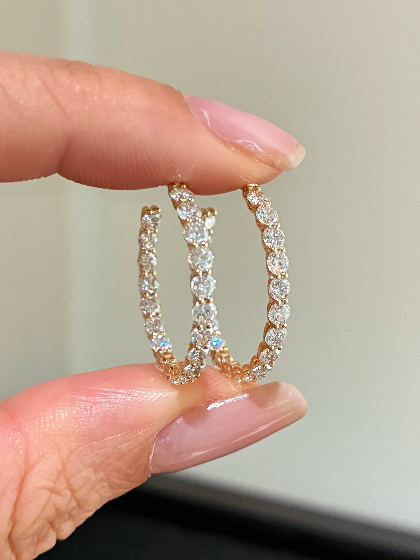 ダブルライン フープピアス（ペア合計約2.0ct）