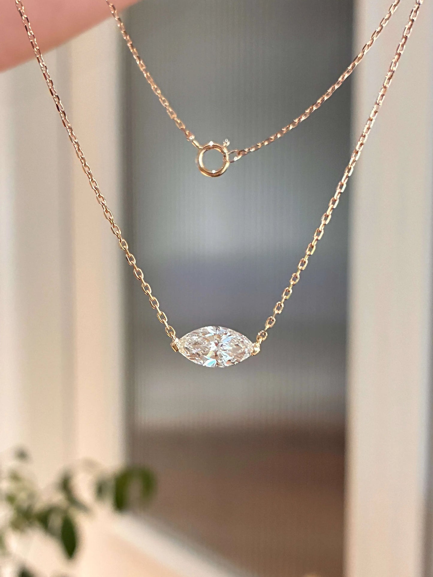 マーキスカット ソリティア ダイヤモンドネックレス（1.0ct）