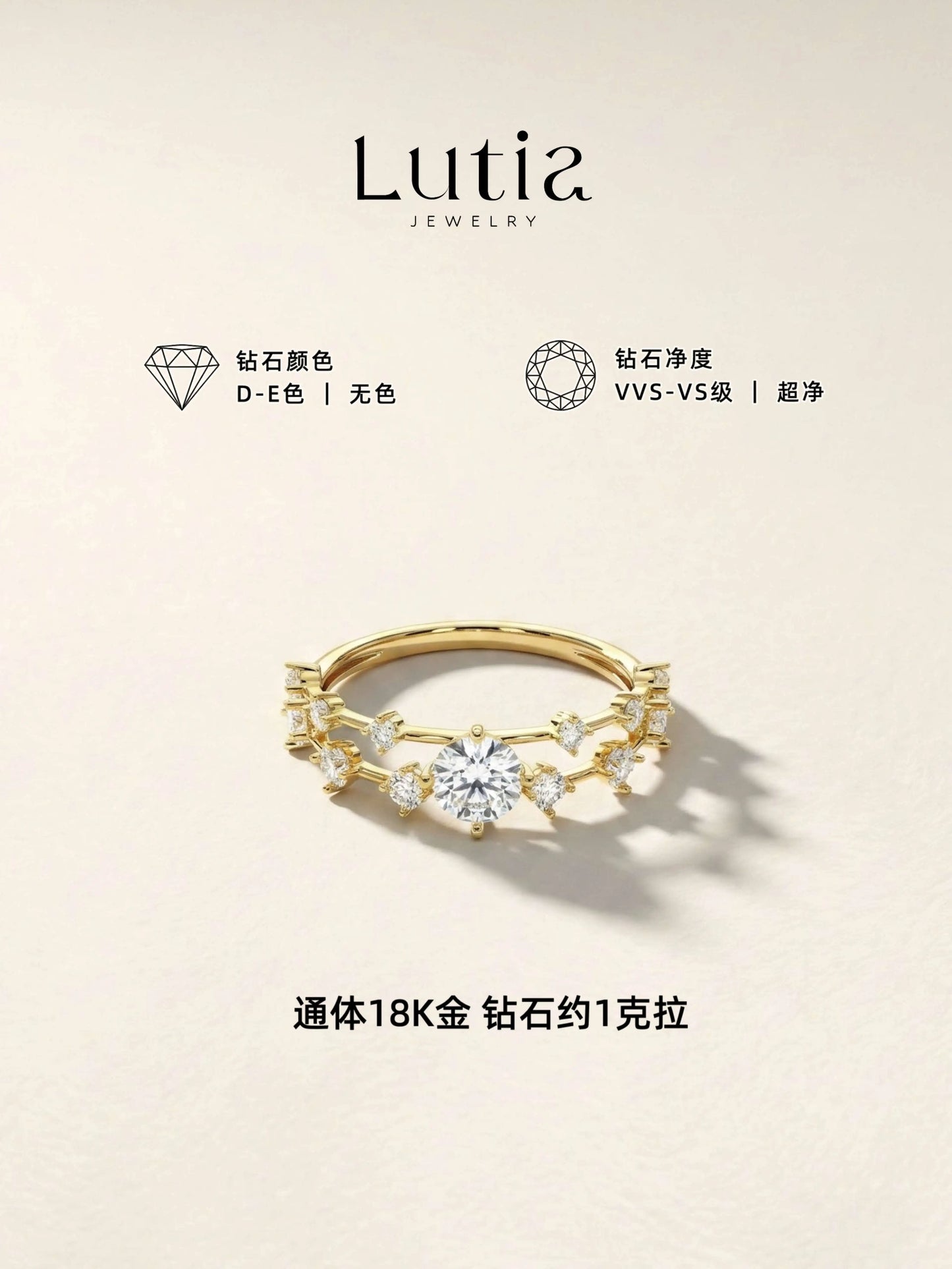 ダブルレイヤー スターダスト ダイヤモンドリング（合計約1.0ct）