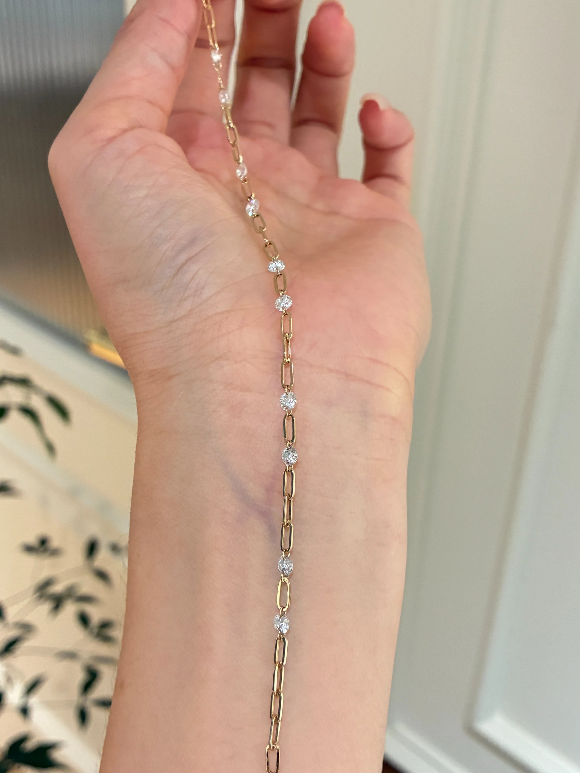 リンクモチーフ ステーション ダイヤモンドブレスレット（合計約1.4ct）