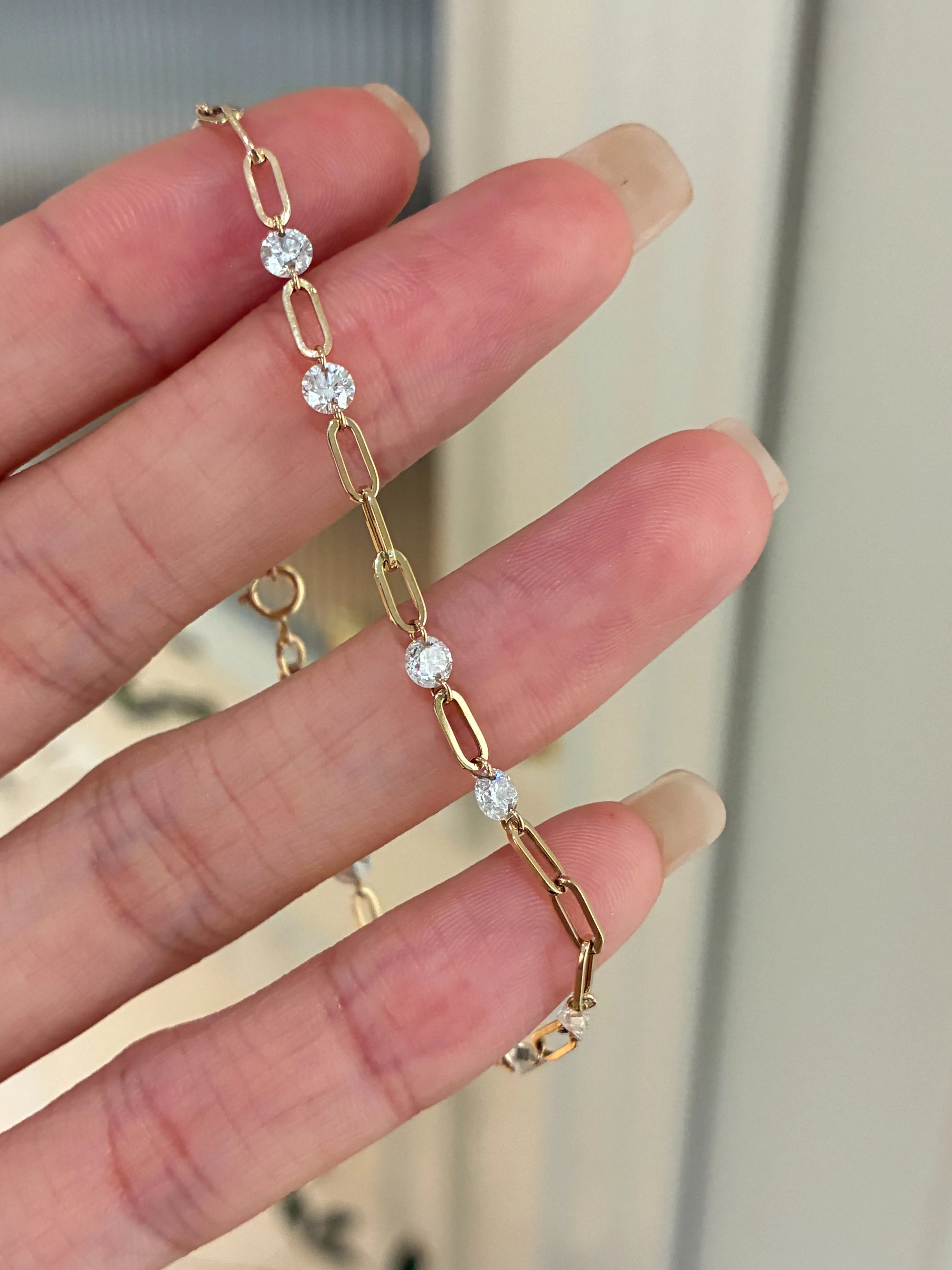 リンクモチーフ ステーション ダイヤモンドブレスレット（合計約1.4ct）