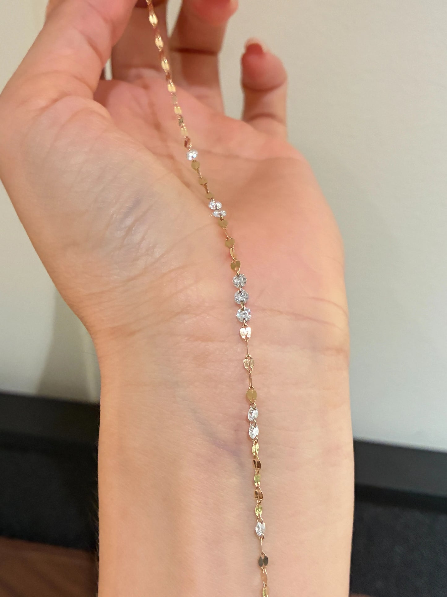 リップチェーン ステーション ダイヤモンドブレスレット（合計約0.75ct）