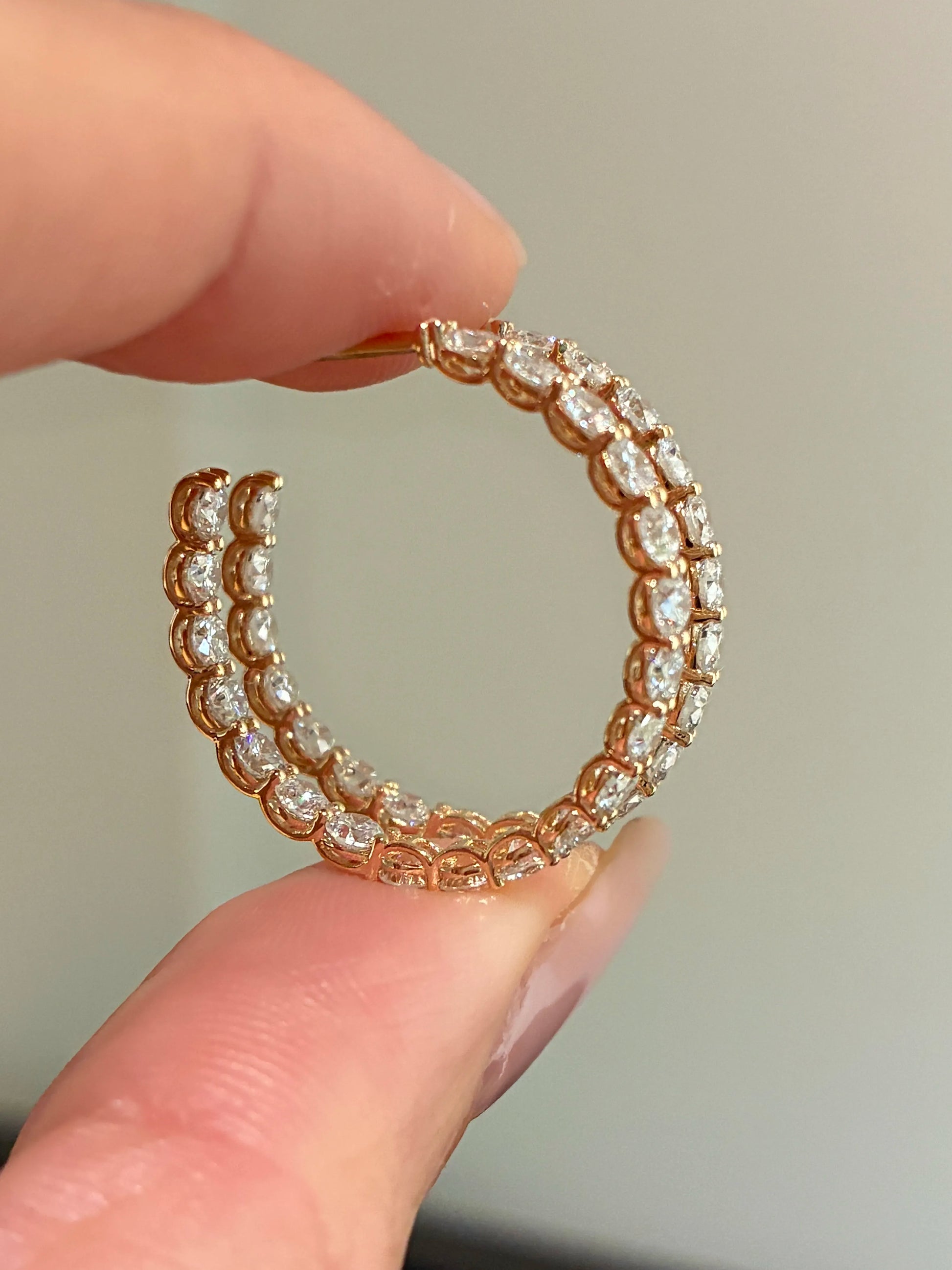 ダブルライン フープピアス（ペア合計約2.0ct）