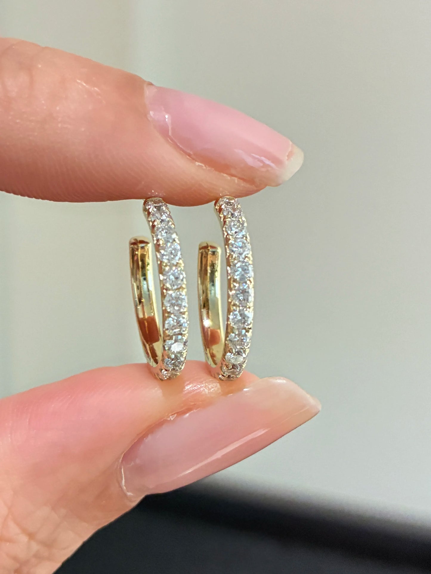 9Kゴールド ダブルライン フープピアス（ペア合計約1.0ct）
