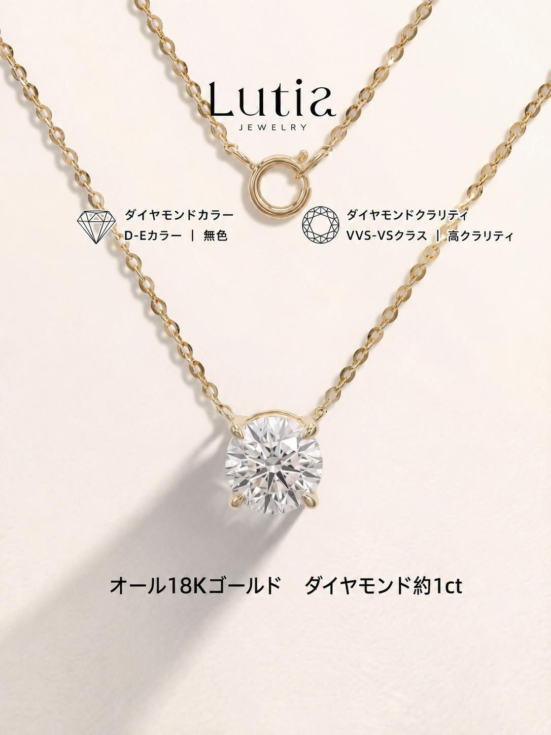 4本爪 ラウンドダイヤ ダイヤモンドネックレス