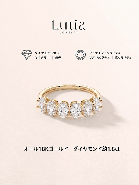 6石オーバルカット ダイヤモンドリング