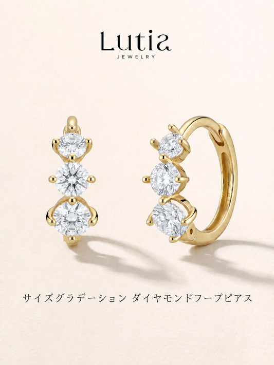 グラデーションスリーストーン ピアス