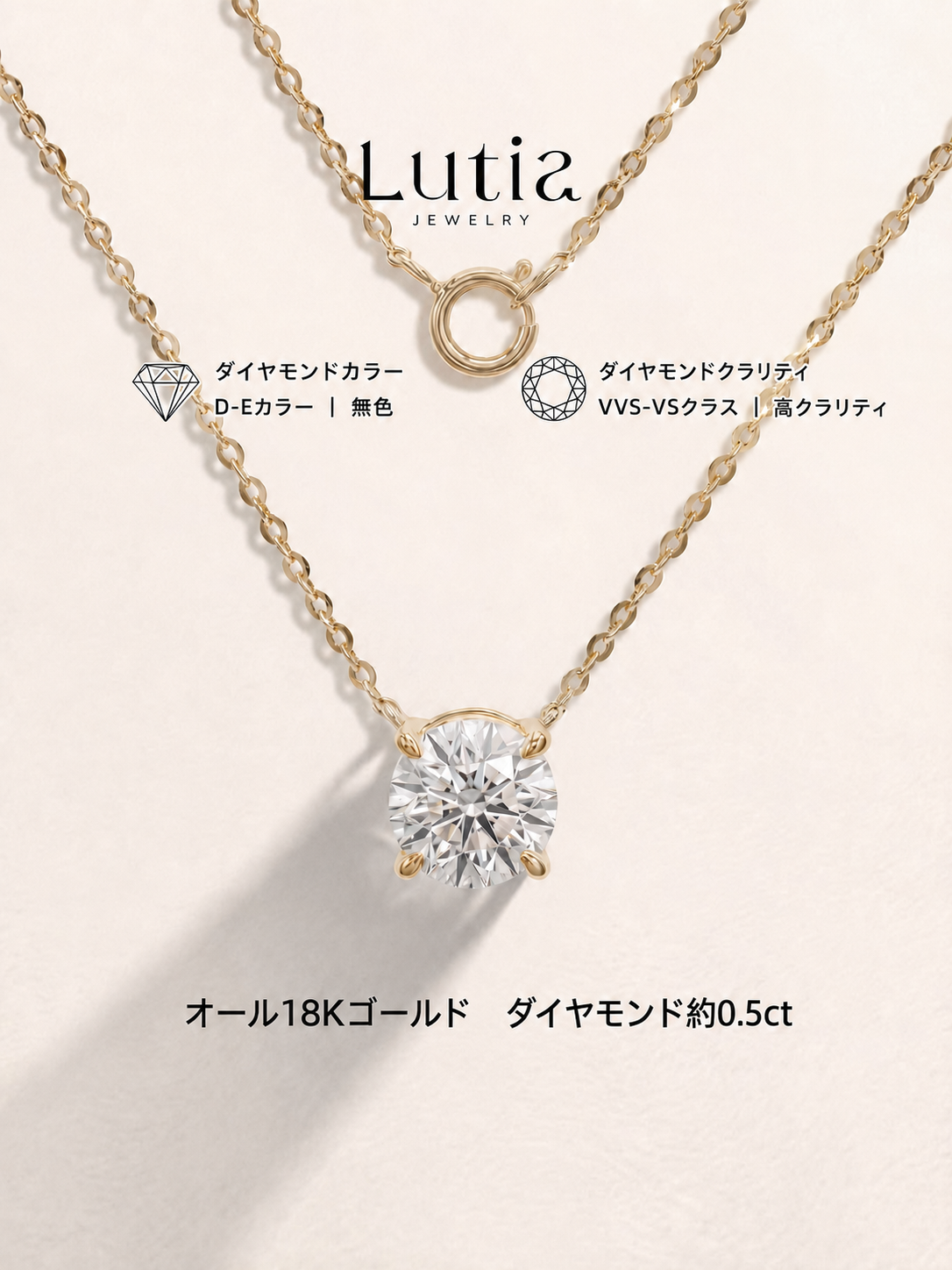 4本爪 ラウンドダイヤ ダイヤモンドネックレス