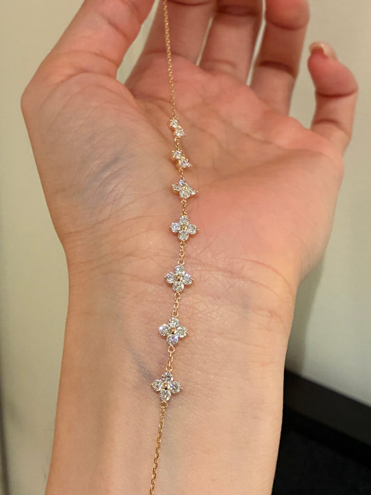 クローバーモチーフ ダイヤモンドブレスレット（合計約1.5ct）