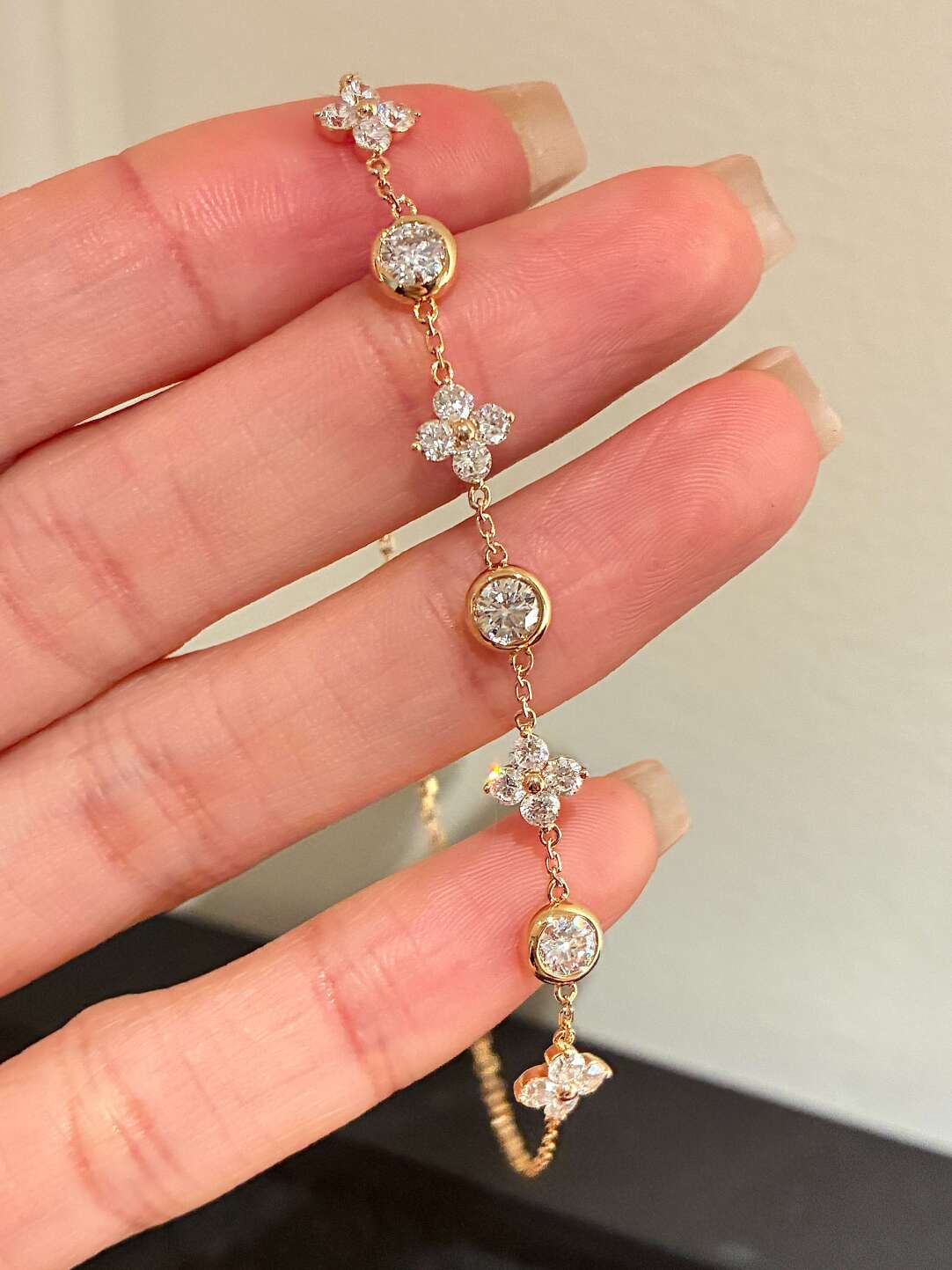 クローバー バブルモチーフ ダイヤモンドブレスレット（合計約1.4ct）
