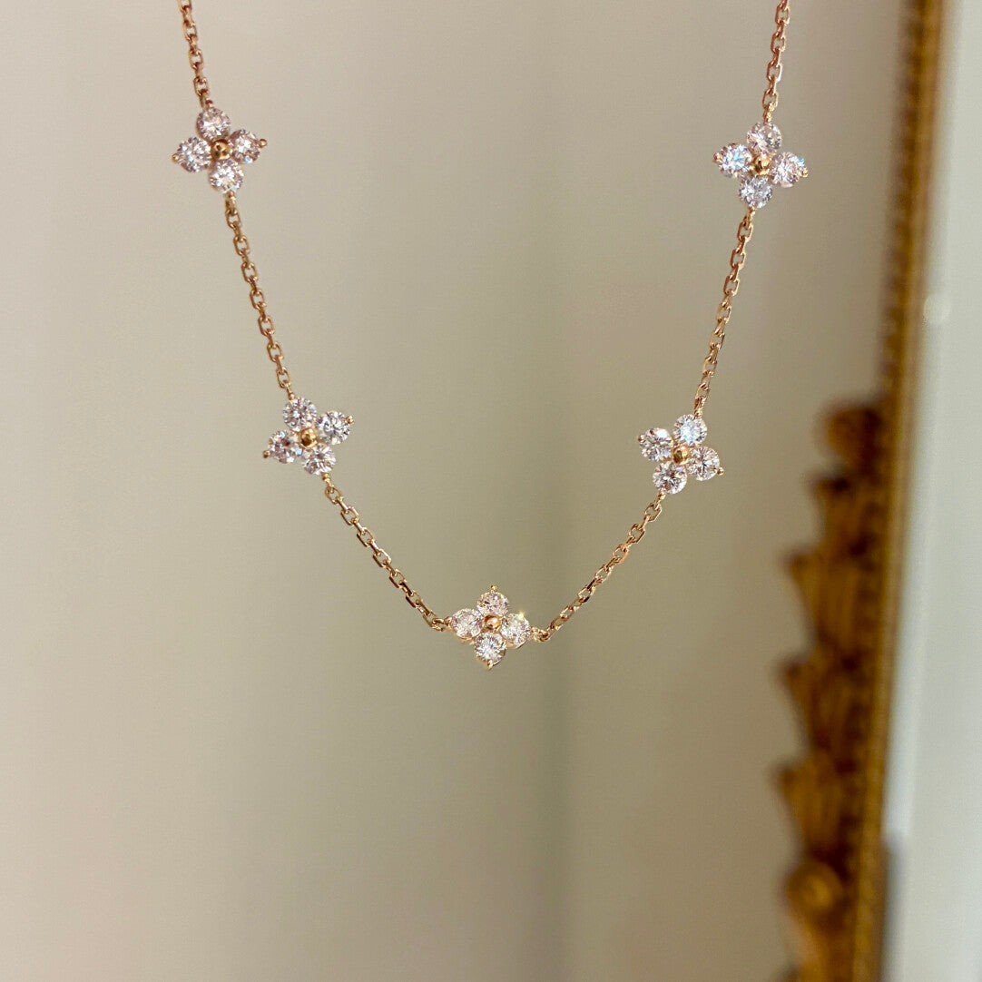 クローバーモチーフ ダイヤモンドブレスレット（合計約1ct）