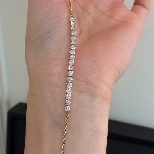 ツインライン ラウンドダイヤ テニスブレスレット（合計約1.8ct）