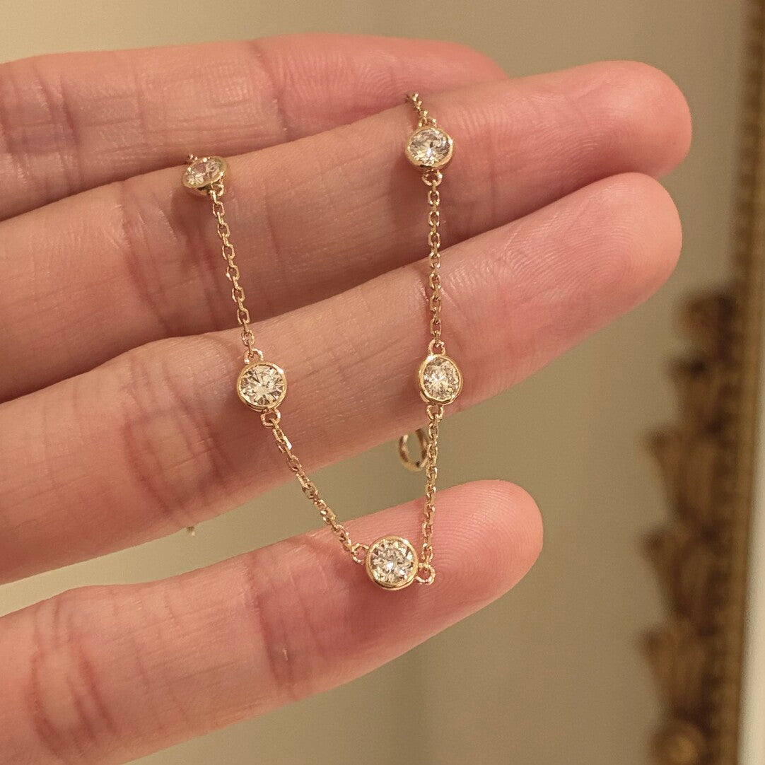 バブルベゼル ファイブストーン ダイヤモンドブレスレット（合計約0.5ct）