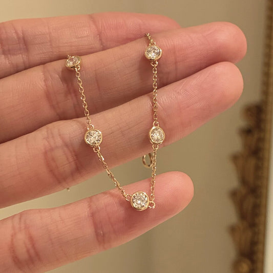 バブルベゼル ファイブストーン ダイヤモンドブレスレット（合計約0.5ct）