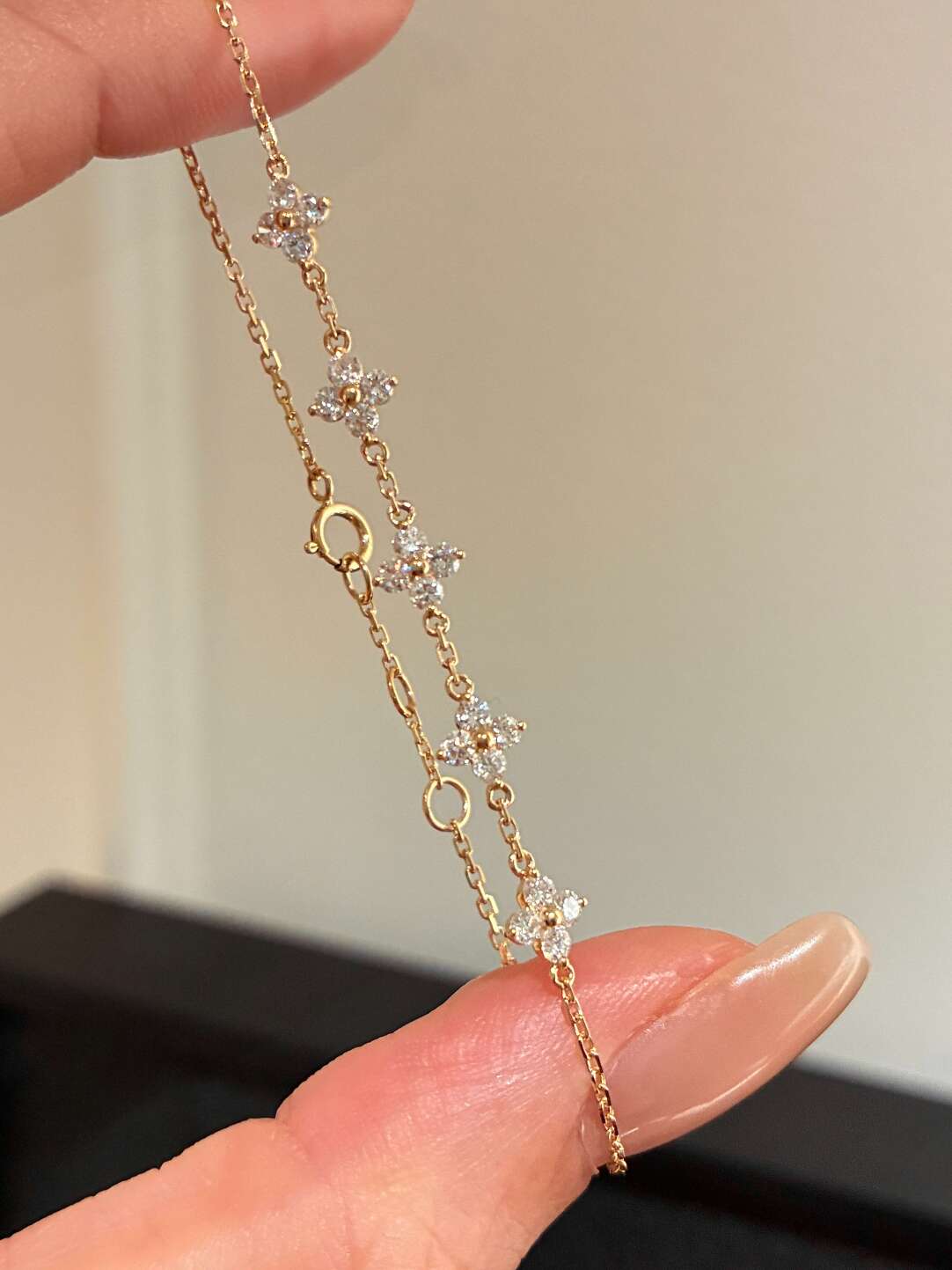 5モチーフ クローバーダイヤモンドブレスレット（合計約0.6ct）