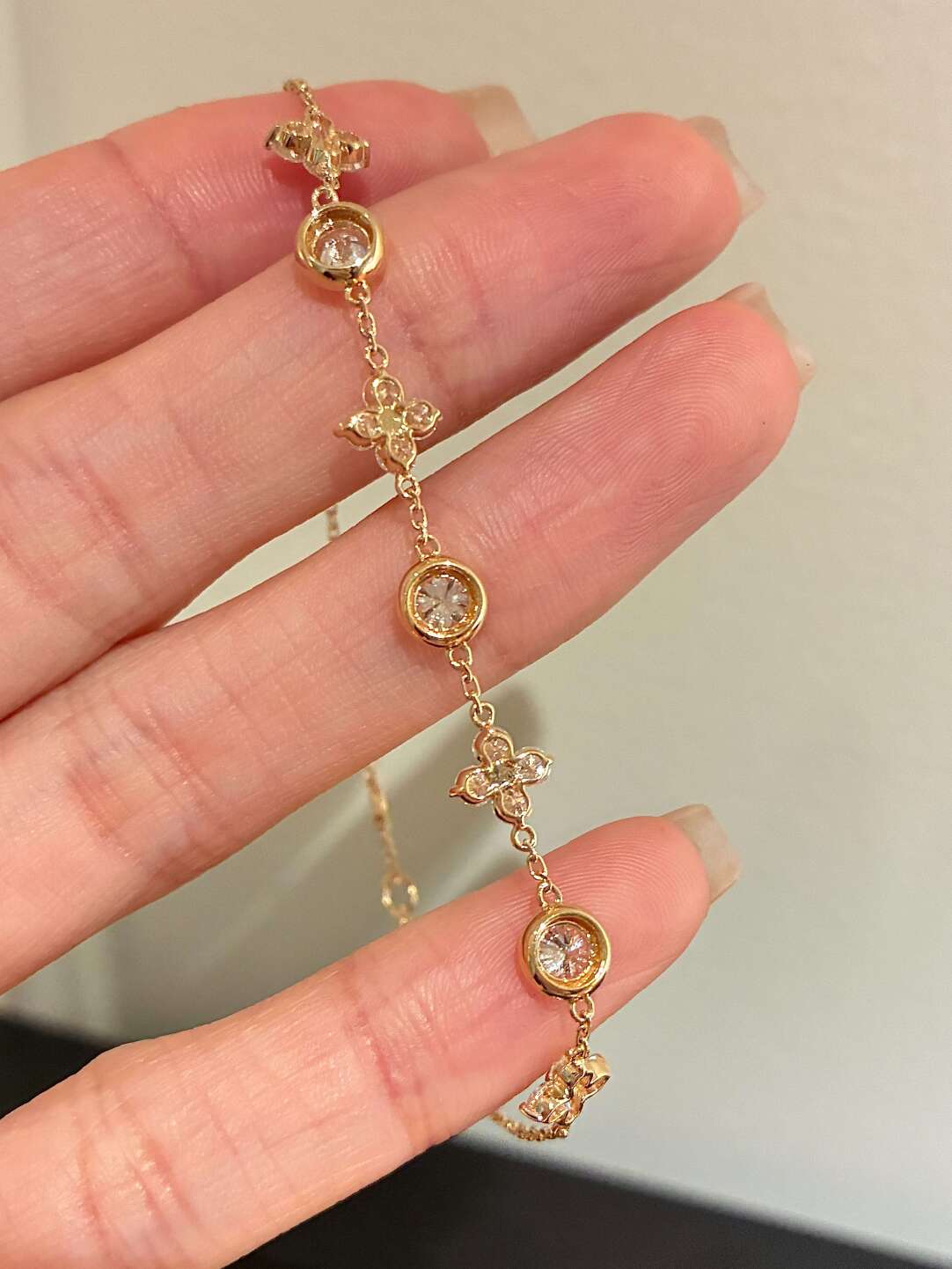 クローバー バブルモチーフ ダイヤモンドブレスレット（合計約1.4ct）