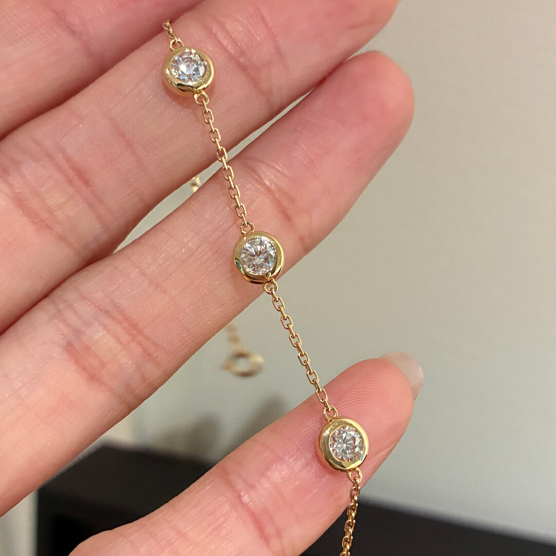 バブルベゼル ファイブストーン ダイヤモンドブレスレット（合計約1ct）