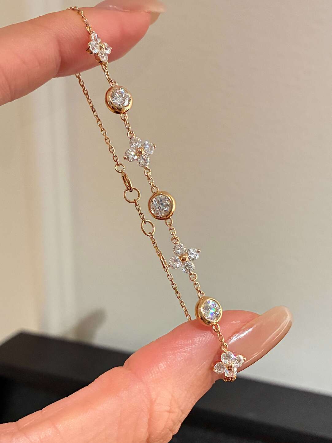 クローバー バブルモチーフ ダイヤモンドブレスレット（合計約1.4ct）