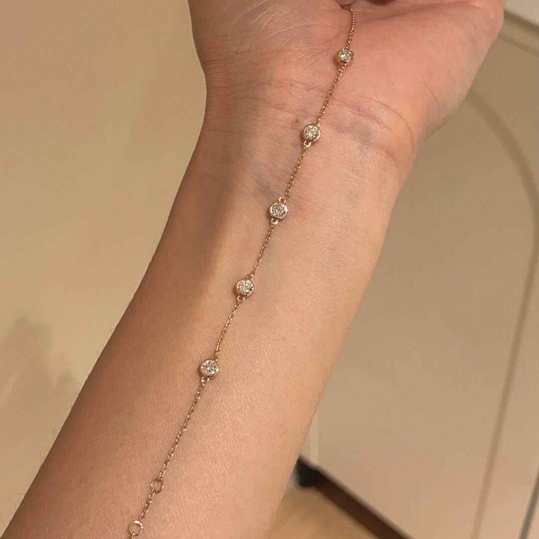 バブルベゼル ファイブストーン ダイヤモンドブレスレット（合計約0.5ct）