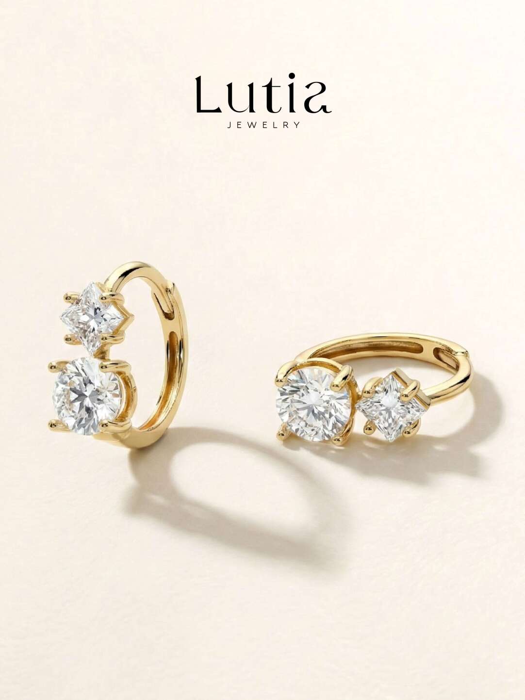 プリンセス×ラウンド ダブルストーンピアス