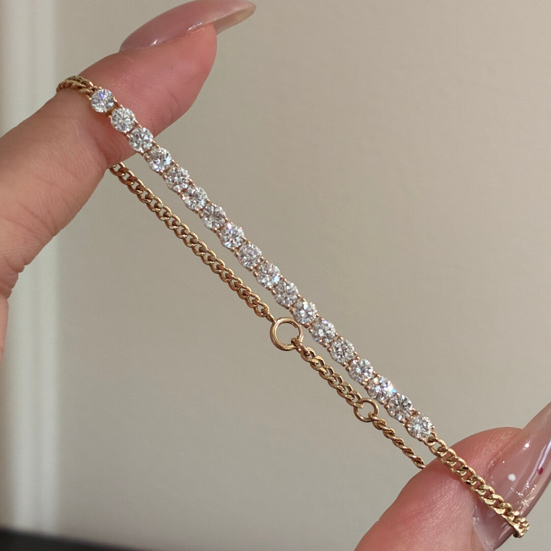 ツインライン ラウンドダイヤ テニスブレスレット（合計約1.8ct）