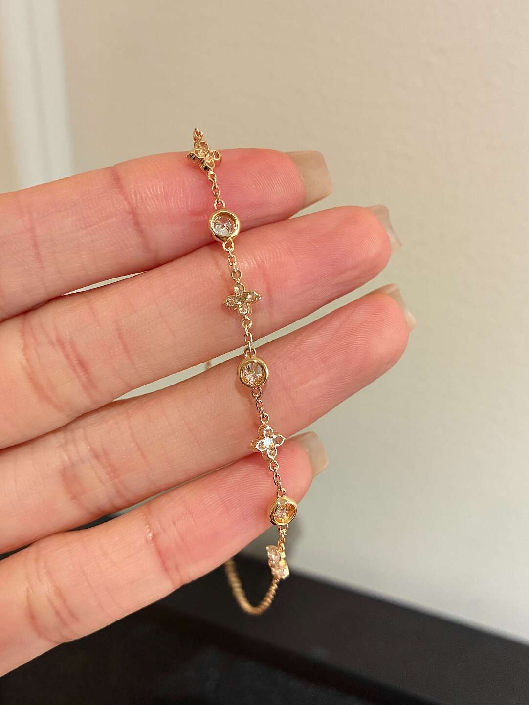 クローバー バブルモチーフ ダイヤモンドブレスレット（合計約0.7ct）