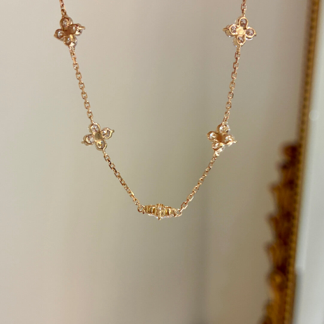 クローバーモチーフ ダイヤモンドブレスレット（合計約1ct）