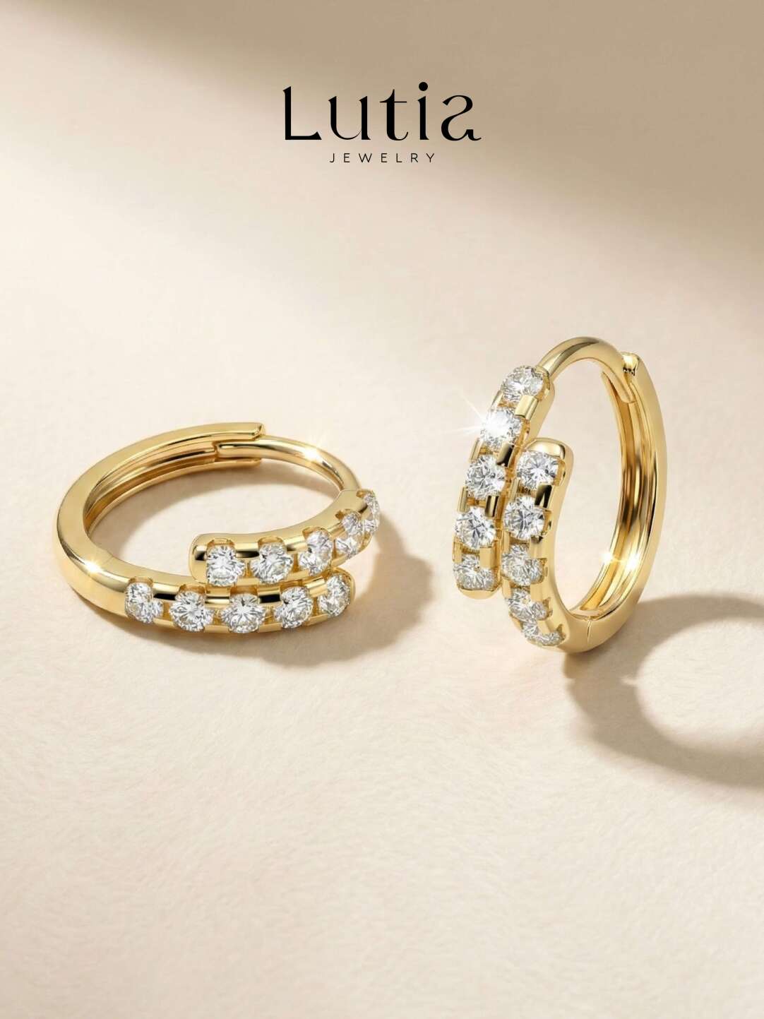 ツインライン パヴェフープピアス