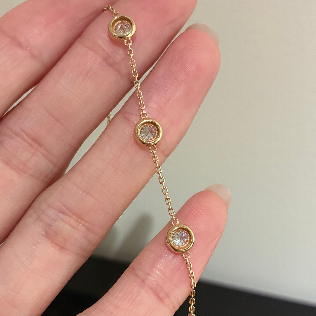 バブルベゼル ファイブストーン ダイヤモンドブレスレット（合計約1ct）
