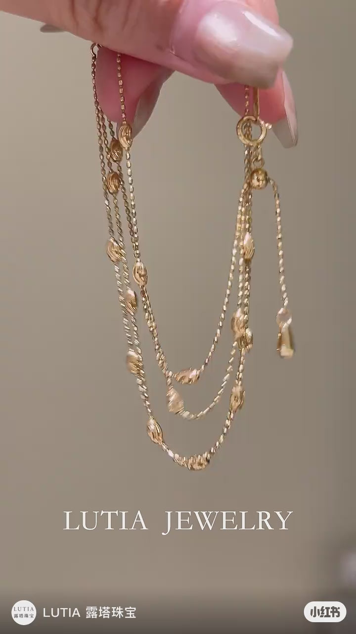 ダブルチェーン ステーション ダイヤモンドブレスレット（合計約0.70ct）