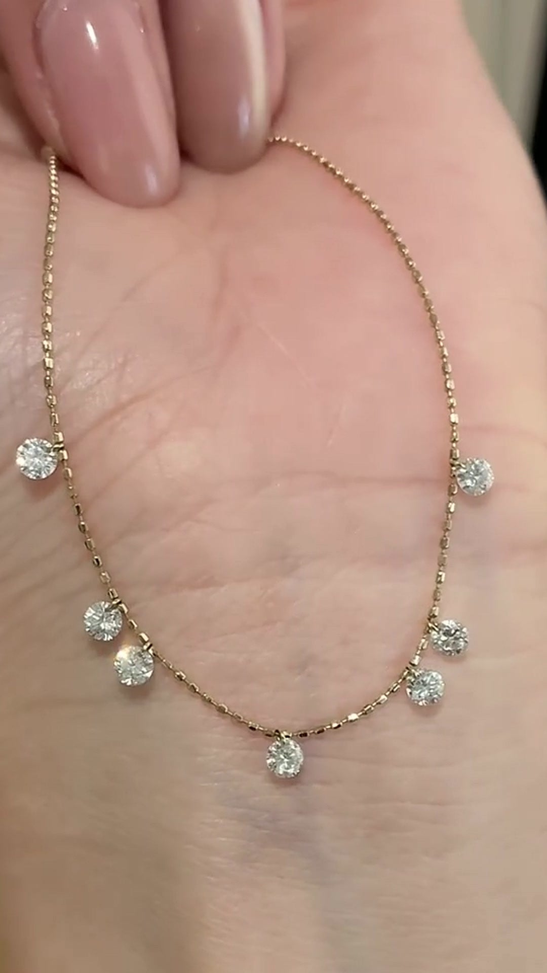 K18 ラボグロウンダイヤモンド ラウンドステーション ブレスレット（合計約0.63ct）の着用とディテール