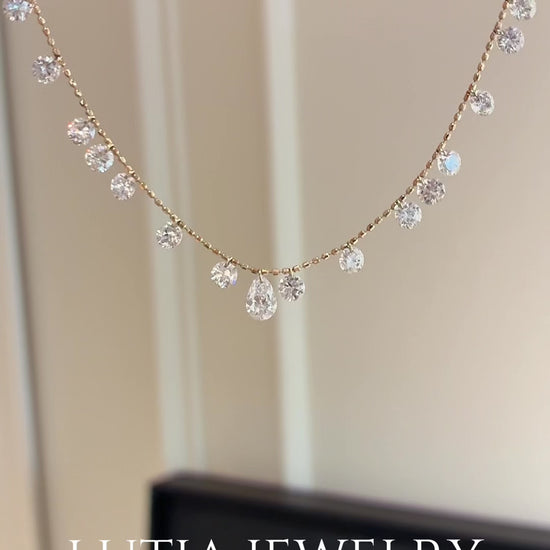 ペアシェイプ ステーション ダイヤモンドネックレス（約2.8ct）